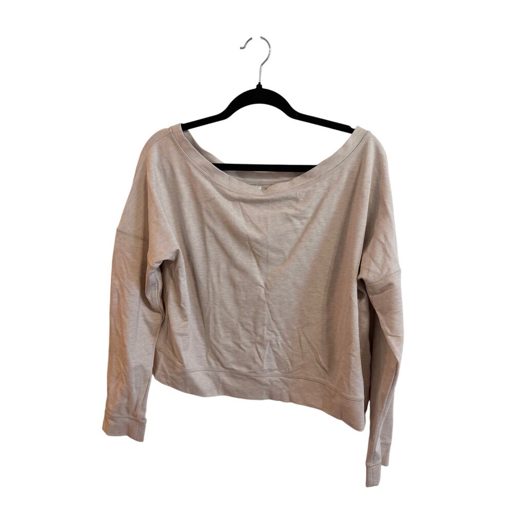 Travis Mathew Portugal Boatneck Off Shoulder Sweatshirt Sz L Beige Gray Nice!
